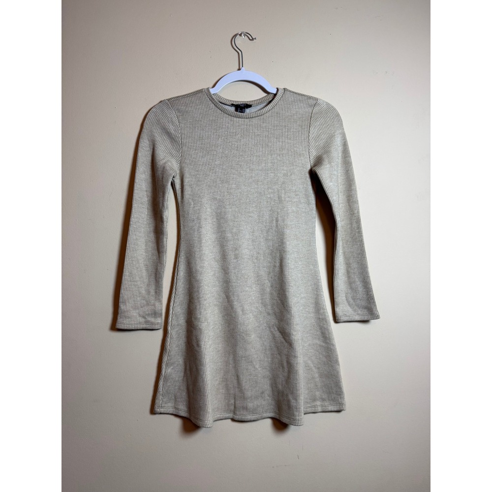 Forever 21 Kids Girls Taupe Ribbed Long Sleeve Mini Dress Size 9/10 NWT Casual